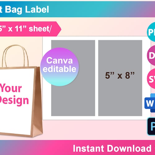5 Inch Width Treat Bag Topper Template SVG DXF Canva Ms - Etsy