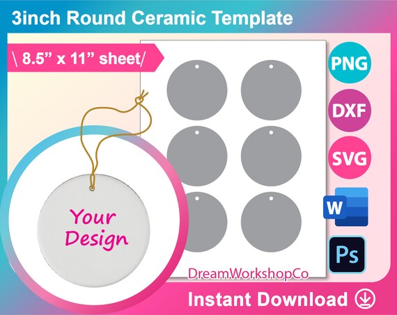 3inch Round Ceramic Ornament Template Ceramic Ornament | Etsy