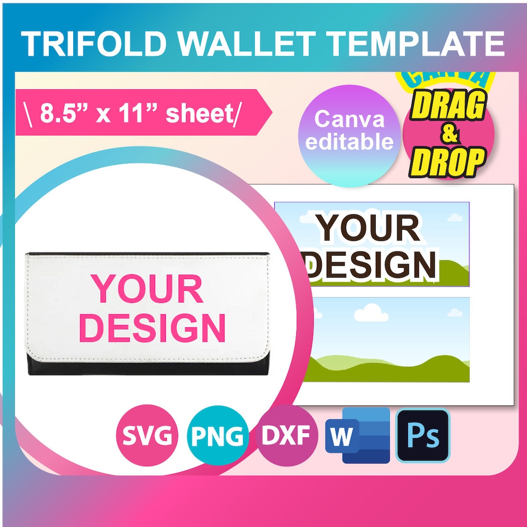Trifold Wallet Template, Sublimation Template, Bifold Wallet