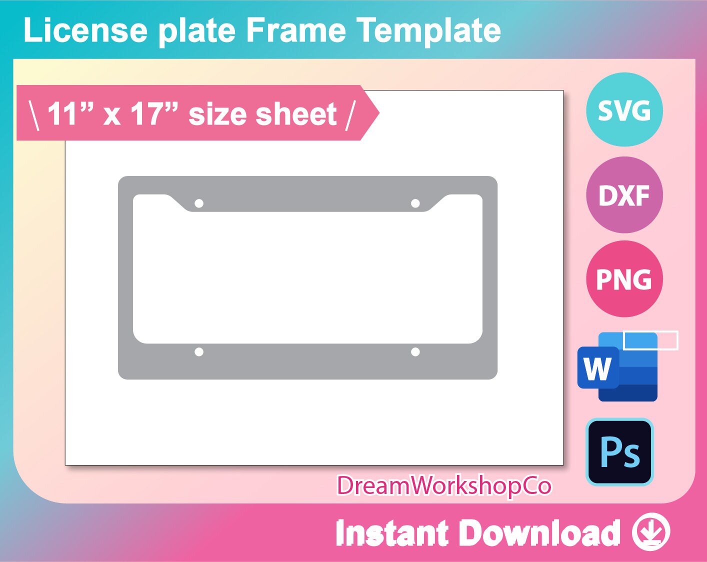 Car License Plate Frame Template Sublimation License Plate Etsy