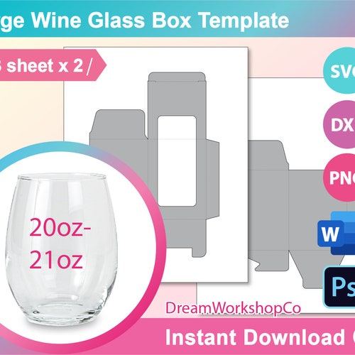 20 Oz Wine Glass Box Template 21 Oz Wine Glass Box Etsy