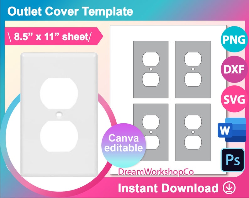 Outlet Cover Template Switch Plate Cover Template Light Etsy
