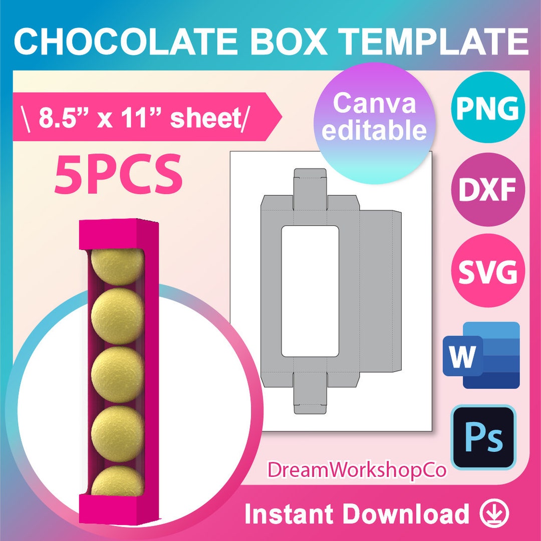 Truffle Chocolate Box Template, Box Template, SVG, DXF, Ms Word Docx