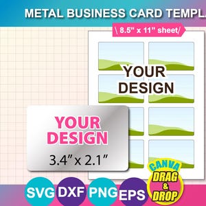 Metal Business Card Sublimation Template: Canva, SVG, PNG, PSD (Digital Download)