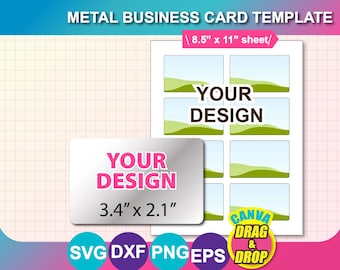 Metal Business Card Sublimation Template: Canva, SVG, PNG, PSD (Digital Download)