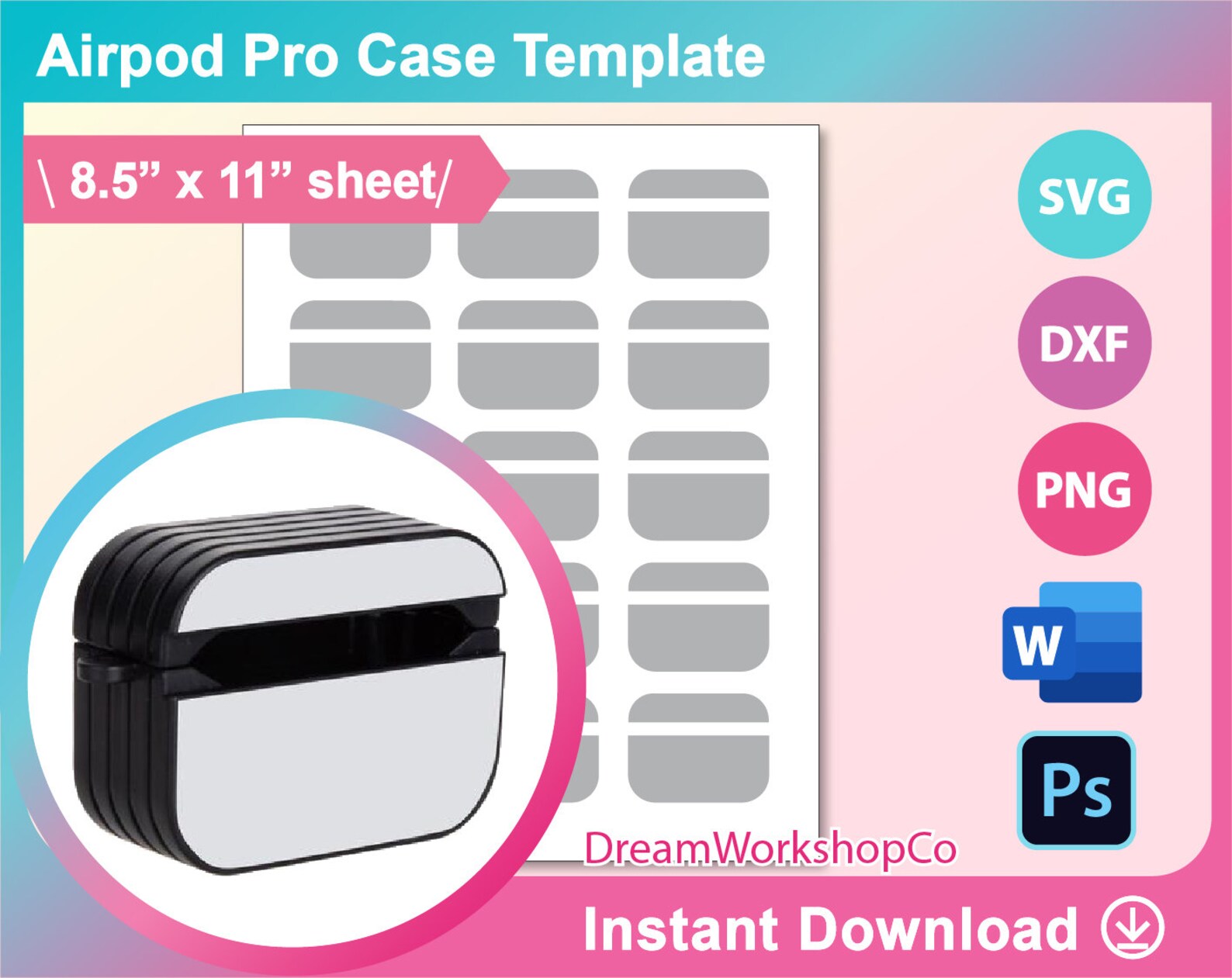 Download Airpod Case Sublimation Template SVG Dxf Ms Word docx Png ...