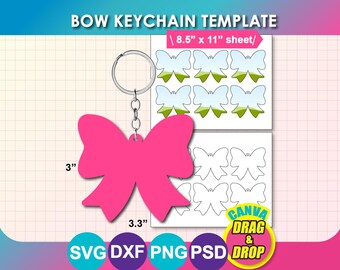 Bow Keychain Template,  Acrylic Bow Template, Sublimation Template Canva, SVG, PNG, PSD (Digital Download)