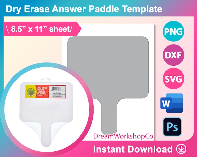 Dry Erase Answer Paddle Template, Canva, PSD, PNG and SVG Microsoft word Doc Formats, 8.5x11' sheet, Printable, Instant Download 