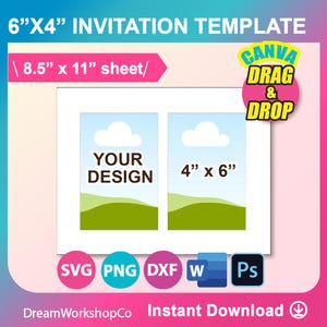 4 "x 6" (4 "x 6"") Einladungskarte, Postkarte, SVG, DXF, Canva, Ms Word docx, Png, Psd, 8,5 "x 11 ""Blatt, bedruckbar, sofort download."