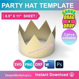 Kings Crown Party Hat Template: DIY Printable (Digital Download)