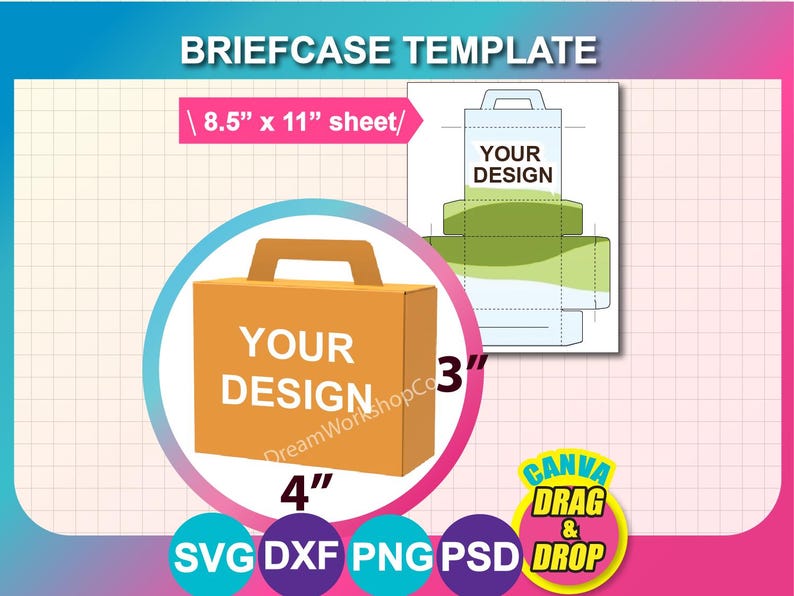 Brief Case Box Template, Box Template, SVG, DXF, Ms Word Docx, Png, Psd ...