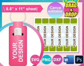 Lip Balm Holder Template, Chapstick Sleeve Key Holder Template, Sublimation template, Canva, SVG, DXF, DOCX, Png, Psd,  8.5x11&quot; sheet