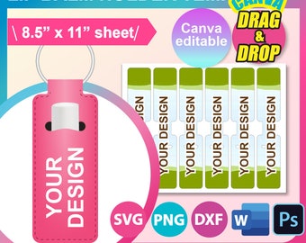 Lip Balm Holder Template, Chapstick Sleeve Key Holder Template, Sublimation template, Canva, SVG, DXF, DOCX, Png, Psd,  8.5x11" sheet