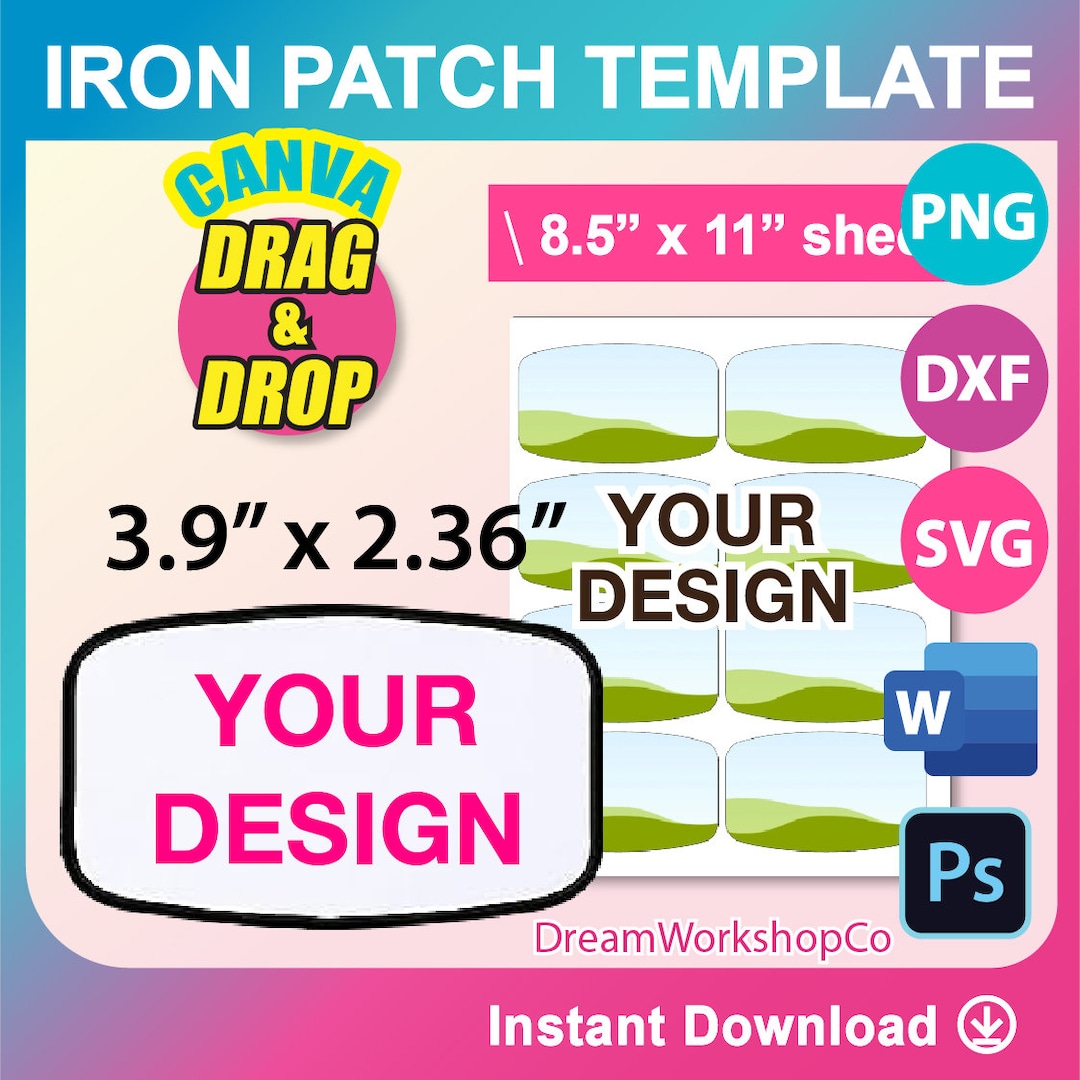 Hat Patch, Iron Patch Template, Iron on Patch Sublimation Template, SVG ...