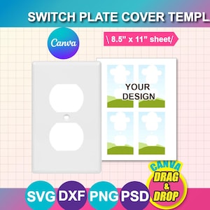 Outlet Cover template, Switch Plate Cover Template, Light Switch Cover Template, Canva, SVG, DXF, Ms Word Docx, Png, Psd