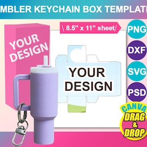 Becher Schlüsselbund Box Vorlage, Canva, PSD, PNG, SVG, Dxf 8,5 x 11 Zoll Blatt, bedruckbar, Instant Download