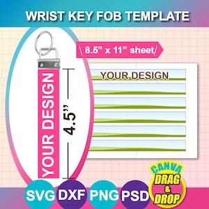 Mall för handledsnyckelring, 2,5 cm, Canva, SVG, Dxf, PSD, PNG, digital nedladdning