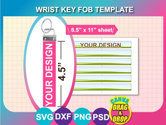 Wrist Key Fob Template, 1 inch,  Canva, SVG, Dxf, PSD, PNG, Digital Download