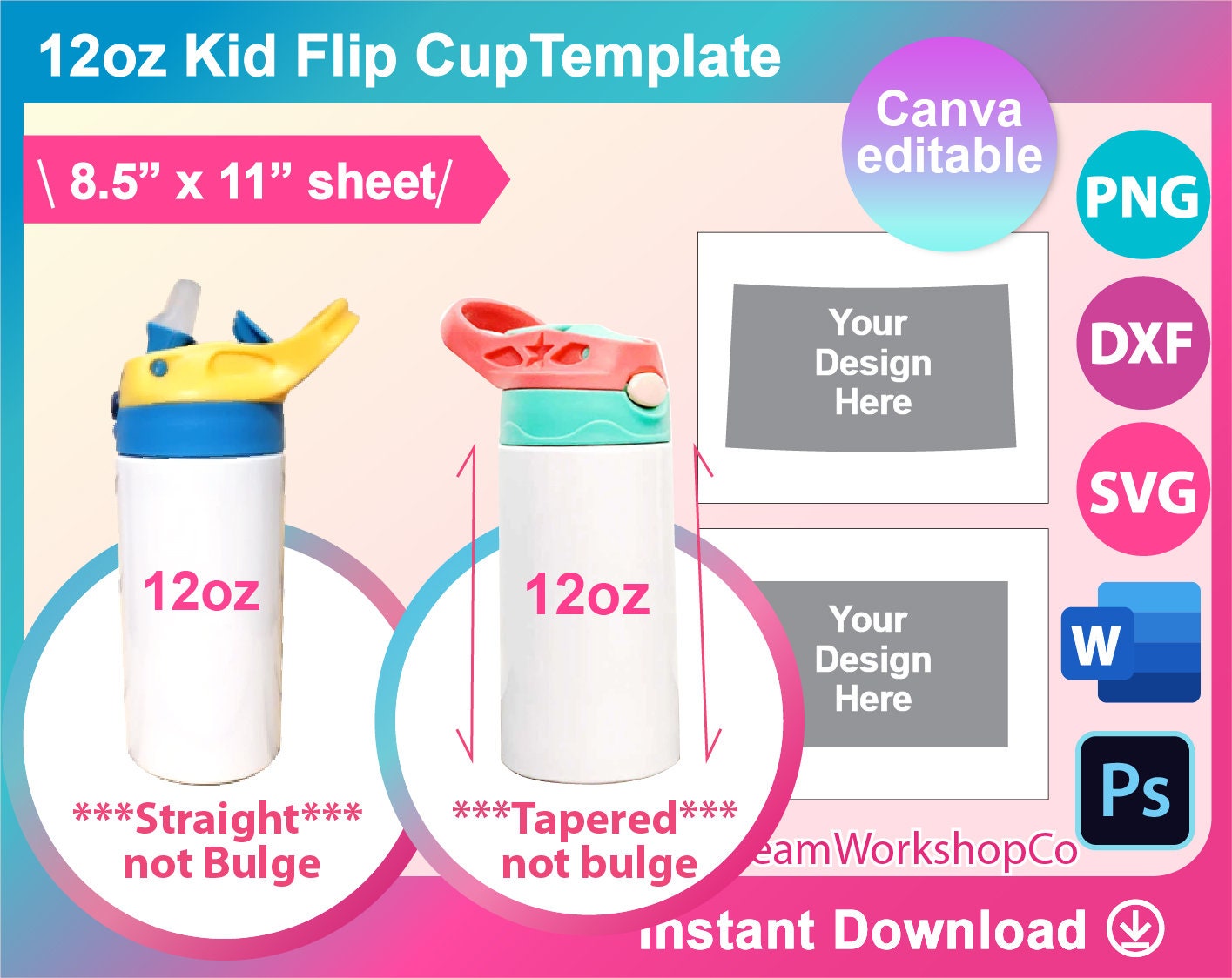 Kids STRAIGHT Flip Top Sublimation Tumbler – Flip This Cup Sublimation