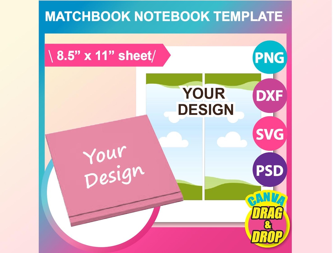 Matchbook Notebook Template, Match Book SVG, Canva, DXF, Ms Word DOCX ...