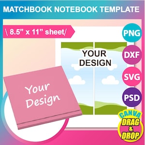 Streichholzbrief Notebook Vorlage, Streichholzbuch SVG, Canva, DXF, Ms Word DOCX, Png, Psd, 8,5 &quot;x 11&quot; Blatt, bedruckbar