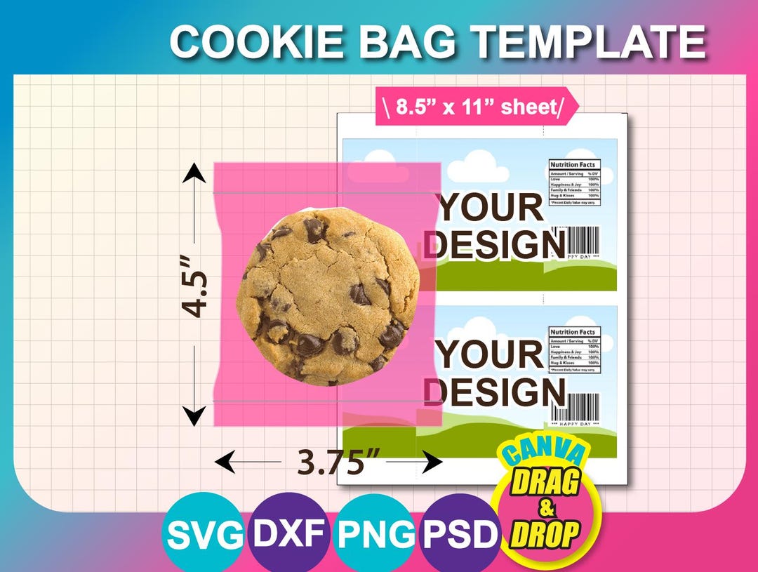 Cookie Launcher Rapper Cookie Wrapper Template: Canva, SVG, Dxf, Png, Digital Download, 8.5x11 ...