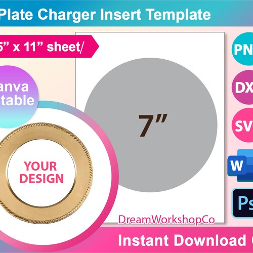 7 Inch Plate Charger Template Plate Charger Insert Template Etsy