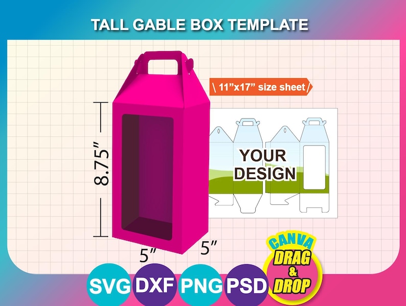 Tall Gable Box Template, Tall Gable Window Box, Box With Handle ...