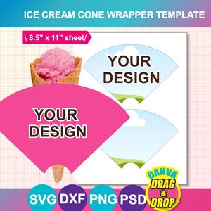 Mall för glasstrutsomslag: Canva, PSD, SVG, PNG, Docx (digital nedladdning)