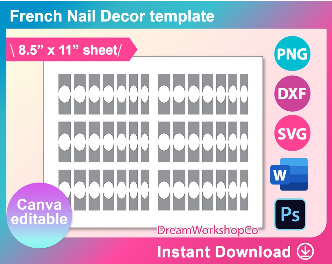 Nail Template French Tip Nail Template Nail Template SVG - Etsy