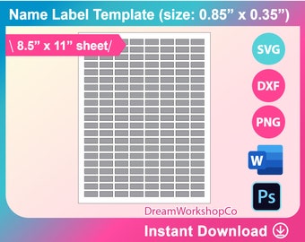 Name Label Template Etsy