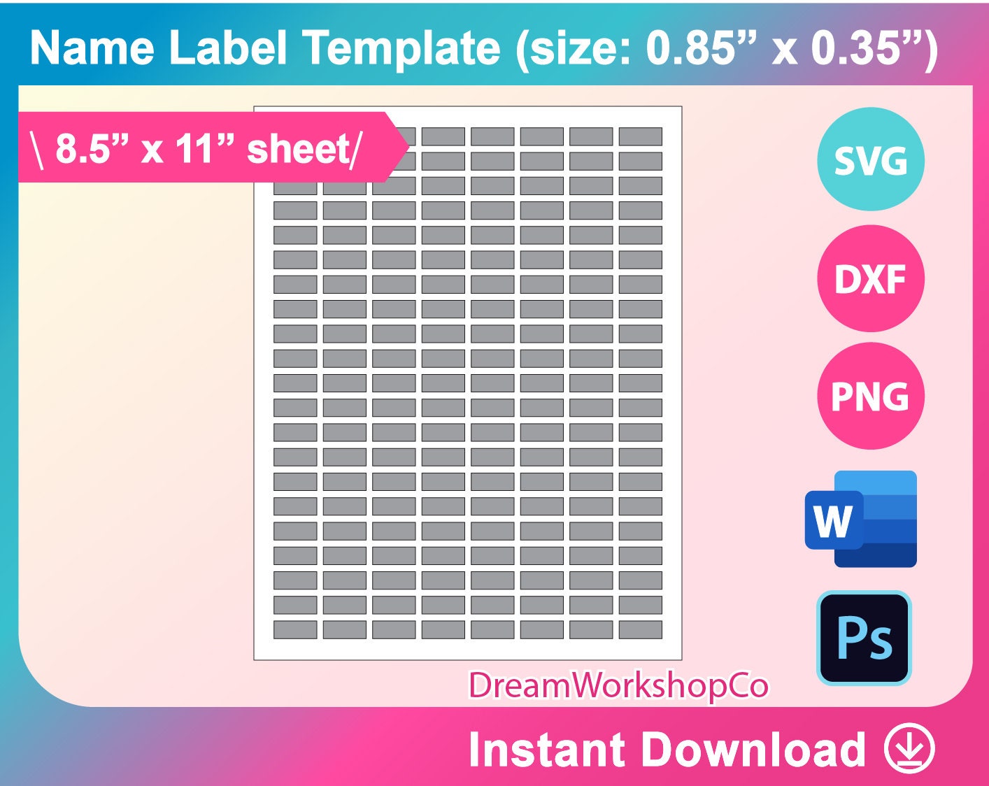 Name Label Template Pencil Label Template Svg Dxf Ms Word Etsy