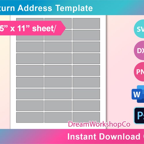 Return Address Labels, Standard address template, Canva, SVG, DXF, Ms Word  Docx, Png, PSD, 8.5