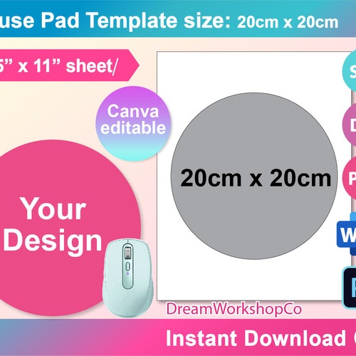 Circle Mouse Pad Template Sublimation Template 8.5x11 Etsy