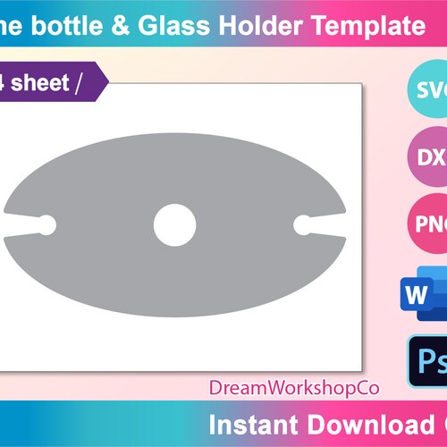 Wine Caddy Template Wine Bottle Glass Holder Template Etsy