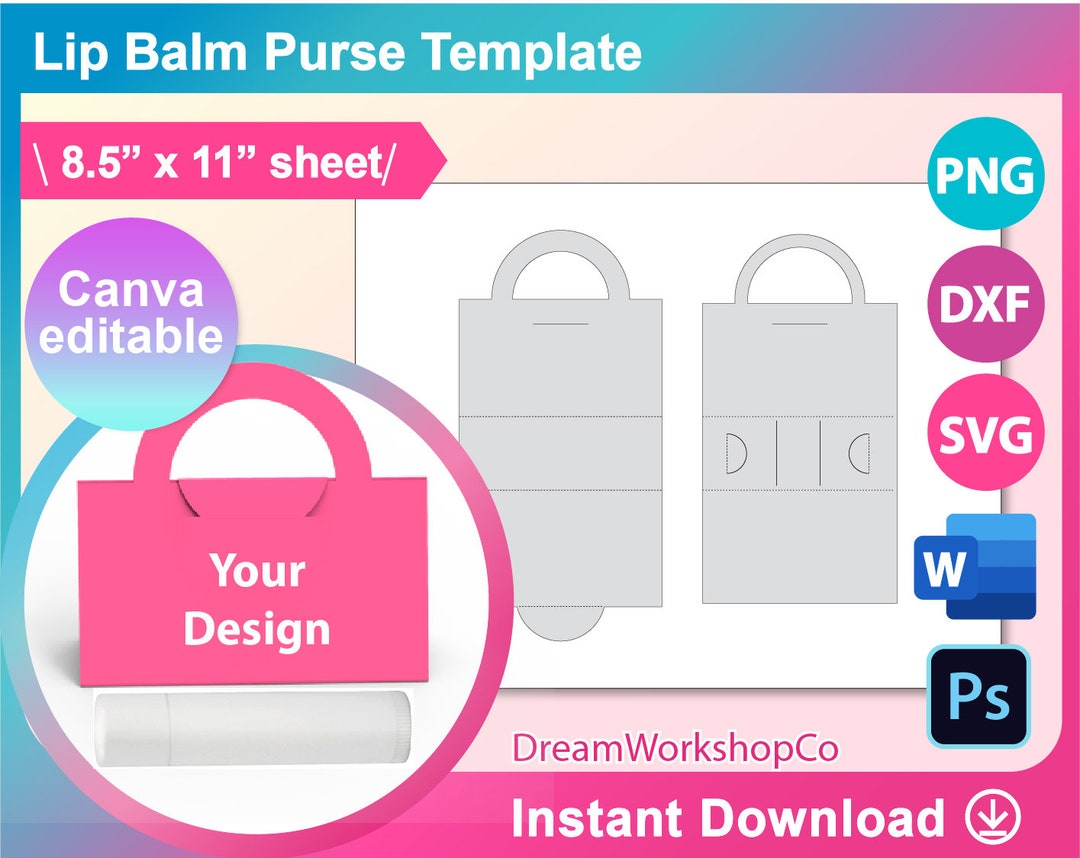 Lip Balm Purse Template Lip Balm Box Template SVG DXF Etsy