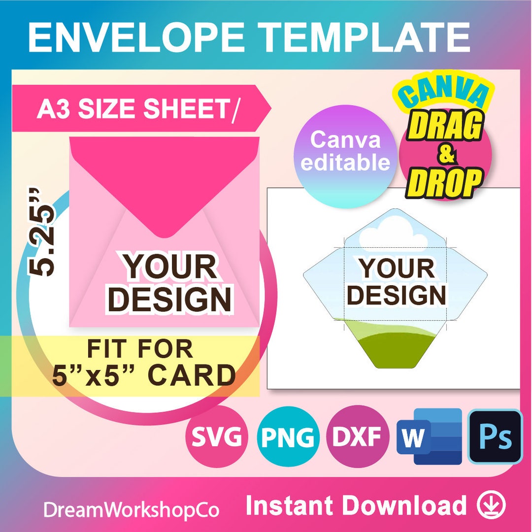 5.25 X 5.25 Square Envelope Template, Ms Word, Canva, PSD, PNG, SVG ...