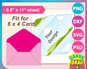 Plantilla de sobre para tarjeta: 15 x 10 cm, imprimible, Canva, Word, PSD, SVG, DXF (descarga instantánea)