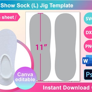 Sock Jig L Template, No Show Sock Jig Template, Sublimation, Canva, SVG ...