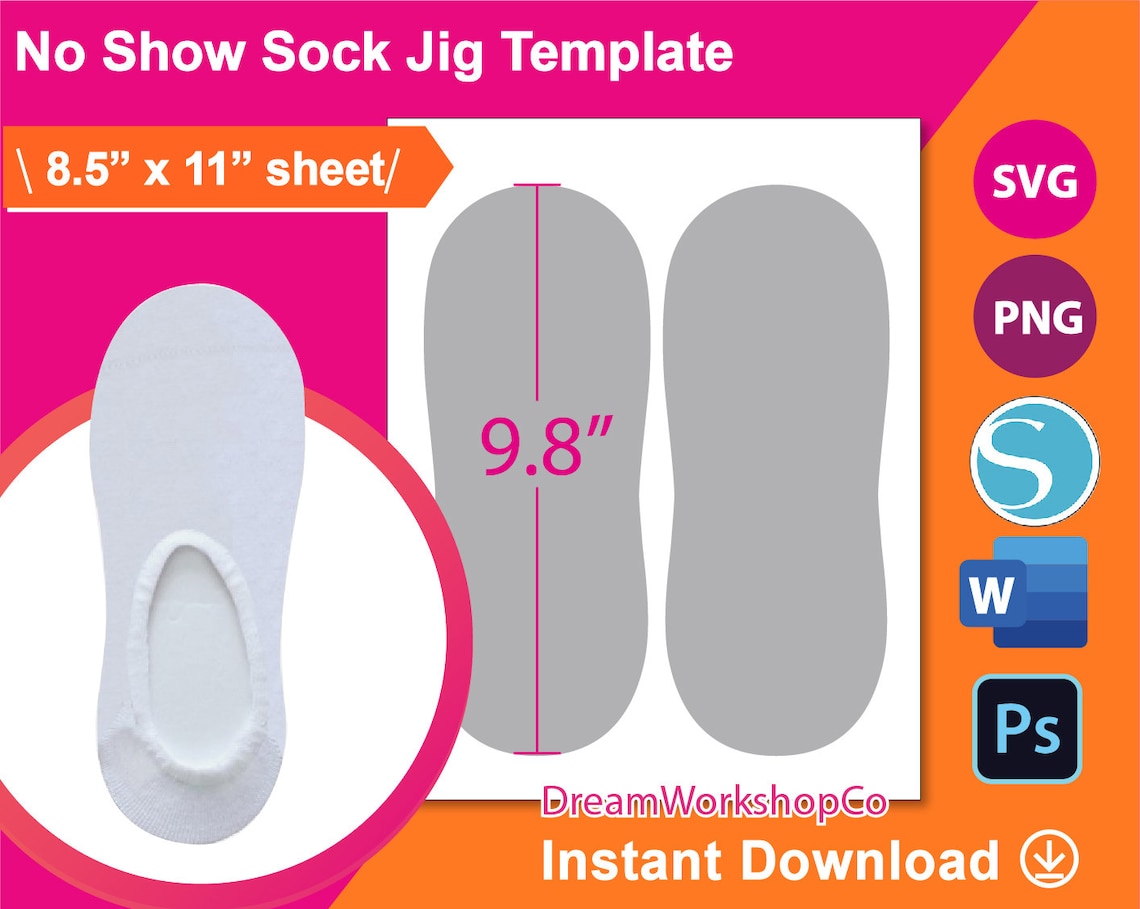 Sock Jig Template No Show Sock Jig Template Sublimation - Etsy