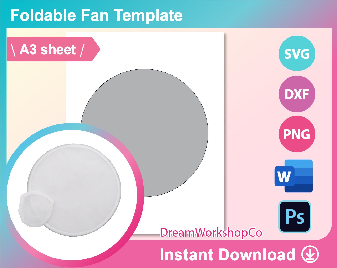 Foldable Fan Template Foldable Fan Sublimation Promotional Etsy