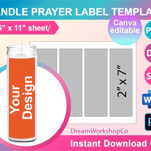 Tall Prayer Candle Template Sublimation Template Canva SVG - Etsy