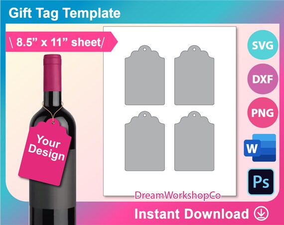 Wine Gift Tag Template SVG DXF Ms Word Docx Png Psd - Etsy New Zealand