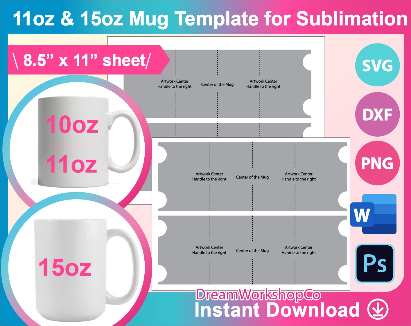 Plantilla De Taza De 11 Oz Sublimaci n De Plantilla De Taza Etsy M xico
