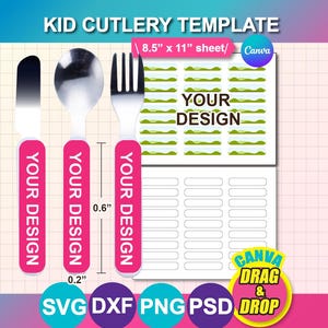 Sjabloon kinderbestek: sublimatie SVG, Canva, PNG, PSD, Docx (digitale download)