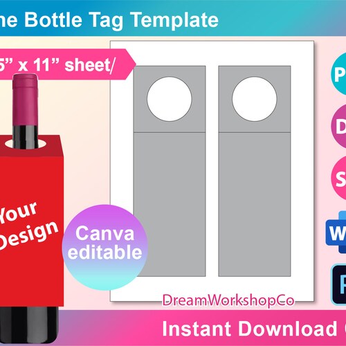 Mini Wine Tag Template 8.5x11 Sheet SVG PNG PSD and Docx Etsy