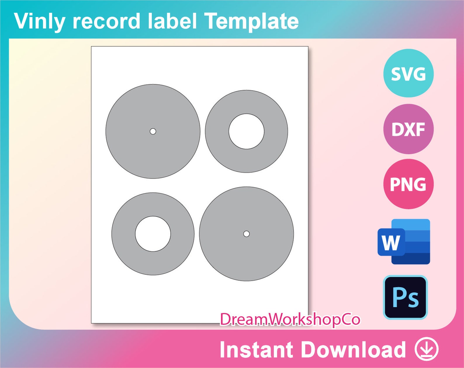 Vinyl record label Template Ms word PSD Png SVG Dxf Etsy Vinyl record label Template Ms word PSD Png SVG Dxf Etsy