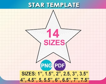 14 Sizes, Star Oultine Template, Star label, Cut out, Kids Crafts, Classroom Decor, PNG, PDF (Instant Download)