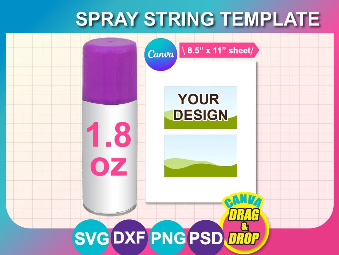 String Spray Vector Spray String Can Template, Canva, SVG, DXF, Psd, Png, 8.5x11 Sheet ...