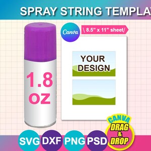 Spray String Can Vorlage, Canva, SVG, DXF, Psd, Png, 8.5x11 Blatt, digitaler Download